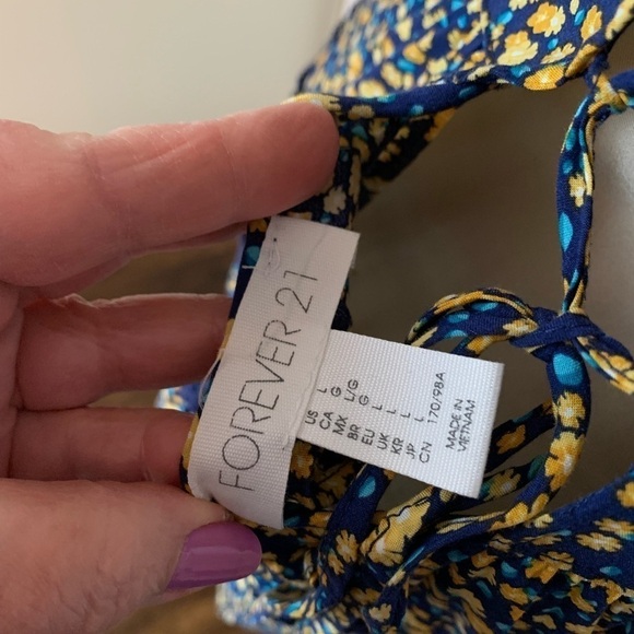Forever 21  L adjustable straps peplum style boho vintage prairie ditsy print - Picture 5 of 7